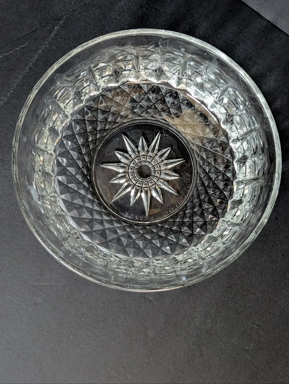 VTG Set Of 4 Arcoroc France Diamant Pressed Glass Bowls 5